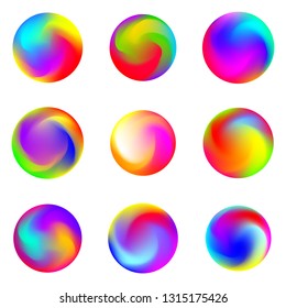 Set of abstract colorful gradients. Vector gradient abstract circles