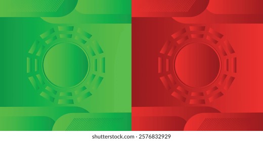 Set of abstract colorful green and red gradient designs - Trendy background