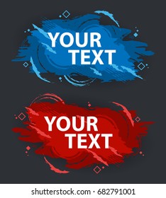 Set abstract colorful grunge splash on black background with space for your text. Splash ftame set .Grunge element for design