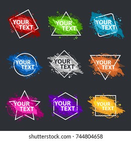 Set abstract colorful grunge splash. Splash set.