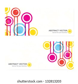 Set of abstract colorful grunge vector banners with logotype. For business and advertisement. Music project banner. Playful lines and rounds