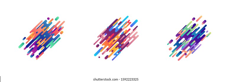 Set of abstract colorful line modern graphic shapes. Design template for logo, flyer or presentation. Abstract form dynamic composition. Modern style vector illustration