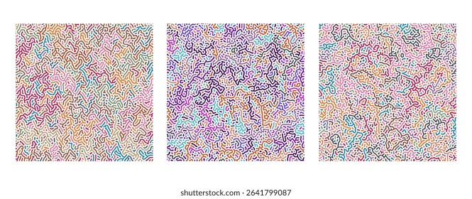 SET ABSTRACT COLORFUL LINES TURING PATTERN ROUGH DESIGN REACTION DIFFUSION BACKGROUND VECTOR GOOD FOR WALLPAPER, COVER,POSTER 