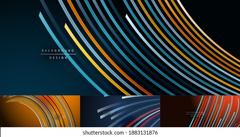 Set of abstract colorful lines vector backgrounds. Internet, big data and technology connections concept, abstract templates