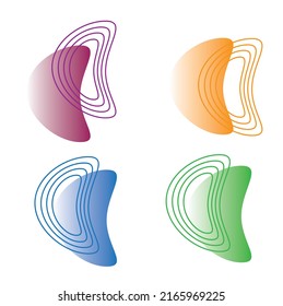 Un conjunto de elementos coloridos abstractos líquidos para el diseño de afiches, plantilla de banner. Lugares multicolores líquidos aislados en un fondo blanco, gradiente.