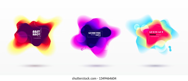 Set abstract colorful liquid geometric shape. fluid gradient design for banner, card, brochure. Isolated waves. Vector illustration
