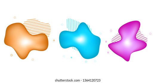 Set abstract colorful liquid geometric shape. fluid gradient design for banner, card, brochure