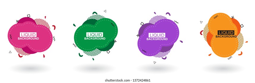 Set abstract colorful liquid geometric shape. Futuristic trendy dynamic elements. Abstract background. Eps 10