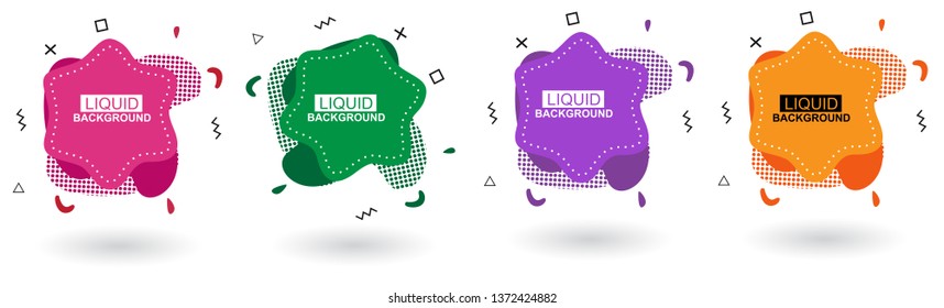 Set abstract colorful liquid geometric shape. Futuristic trendy dynamic elements. Abstract background. Eps 10