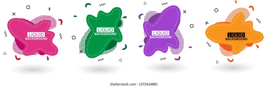 Set abstract colorful liquid geometric shape. Futuristic trendy dynamic elements. Abstract background. Eps 10