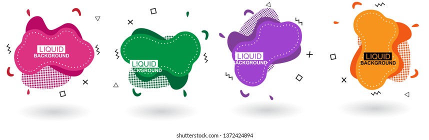 Set abstract colorful liquid geometric shape. Futuristic trendy dynamic elements. Abstract background. Eps 10