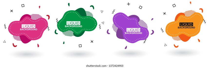 Set abstract colorful liquid geometric shape. Futuristic trendy dynamic elements. Abstract background. Eps 10