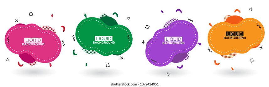 Set abstract colorful liquid geometric shape. Futuristic trendy dynamic elements. Abstract background. Eps 10