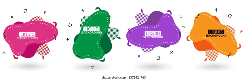 Set abstract colorful liquid geometric shape. Futuristic trendy dynamic elements. Abstract background. Eps 10