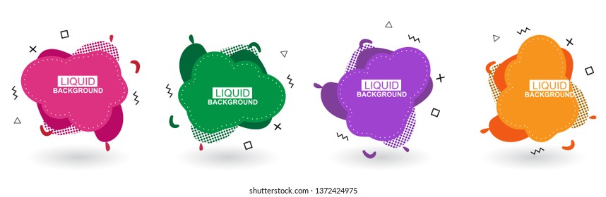 Set abstract colorful liquid geometric shape. Futuristic trendy dynamic elements. Abstract background. Eps 10