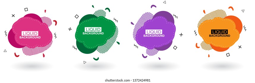Set abstract colorful liquid geometric shape. Futuristic trendy dynamic elements. Abstract background. Eps 10
