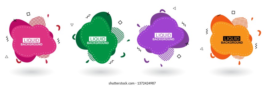 Set abstract colorful liquid geometric shape. Futuristic trendy dynamic elements. Abstract background. Eps 10
