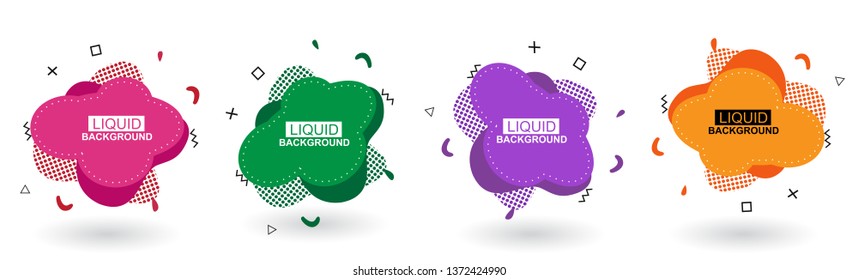 Set abstract colorful liquid geometric shape. Futuristic trendy dynamic elements. Abstract background. Eps 10