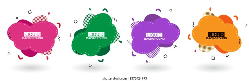 Set abstract colorful liquid geometric shape. Futuristic trendy dynamic elements. Abstract background. Eps 10