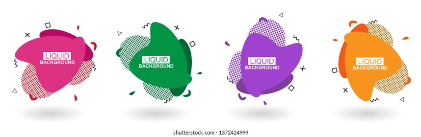 Set abstract colorful liquid geometric shape. Futuristic trendy dynamic elements. Abstract background. Eps 10