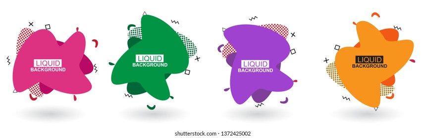Set abstract colorful liquid geometric shape. Futuristic trendy dynamic elements. Abstract background. Eps 10