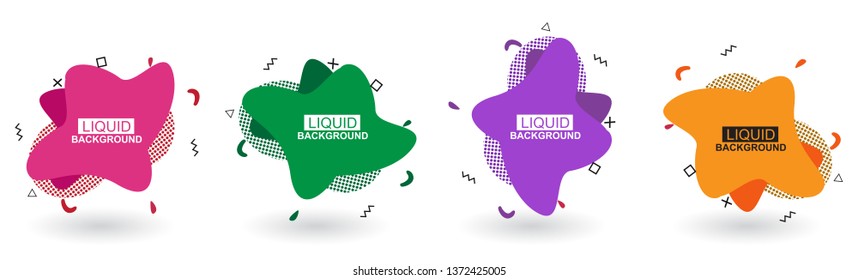 Set abstract colorful liquid geometric shape. Futuristic trendy dynamic elements. Abstract background. Eps 10