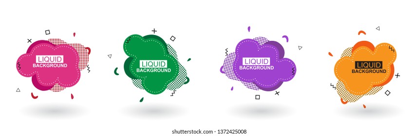 Set abstract colorful liquid geometric shape. Futuristic trendy dynamic elements. Abstract background. Eps 10