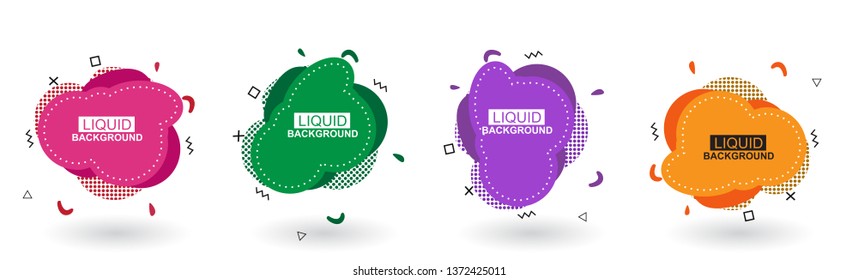 Set abstract colorful liquid geometric shape. Futuristic trendy dynamic elements. Abstract background. Eps 10