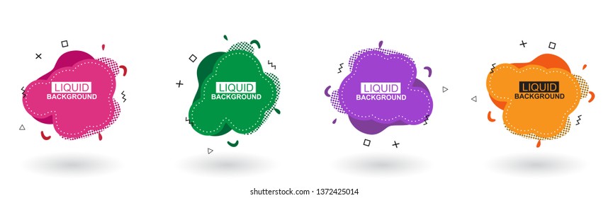 Set abstract colorful liquid geometric shape. Futuristic trendy dynamic elements. Abstract background. Eps 10