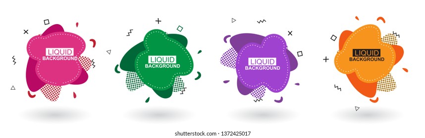 Set abstract colorful liquid geometric shape. Futuristic trendy dynamic elements. Abstract background. Eps 10