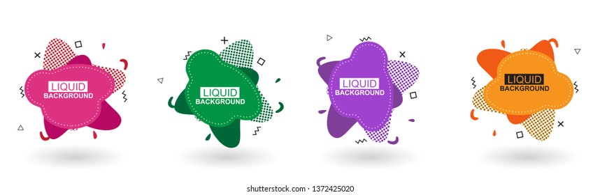 Set abstract colorful liquid geometric shape. Futuristic trendy dynamic elements. Abstract background. Eps 10