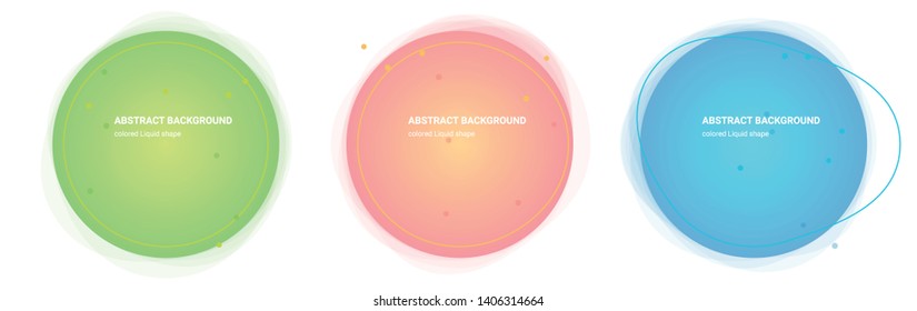 Set Abstract Colorful Liquid Geometric Shape. Abstract Gradient Design for Banner, Card, Brochure. Isolated Waves in Pear, Lima, Saffron-Mango, Froly, Java, Curious-Blue colors. Vector Illustration 