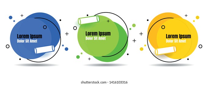 Set abstract colorful liquid geometric for banner, card, brochure. Isolated waves. Template for your text. Vector illustration 
