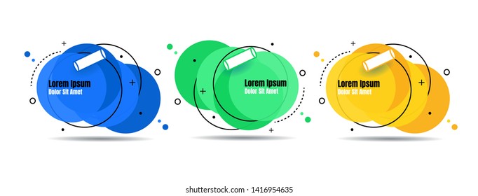 Set abstract colorful liquid geometric for banner, card, brochure. Isolated waves. Template for your text. Vector illustration 