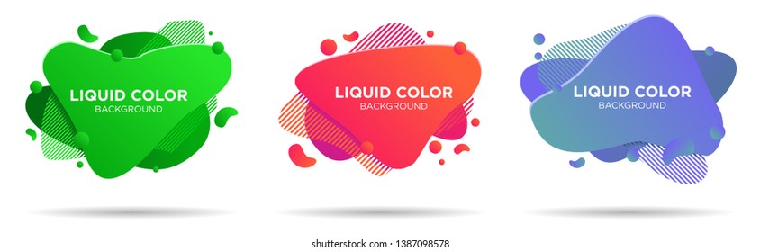Set of abstract colorful liquid shapes. modern fluid gradient design elements for cover book, banner, Business card, presentation, brochure, poster, flyer, web, Vector illustration