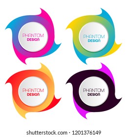 Set of abstract colorful logos. Trendy geometric gradient shapes for shop sales. Vector modern design elements.