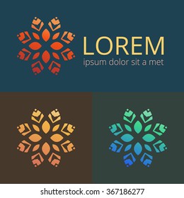 Set of abstract colorful logotypes. Flower concept logo.