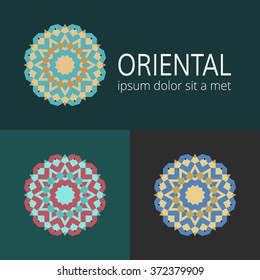 Set of abstract colorful logotypes. Oriental concept logo.