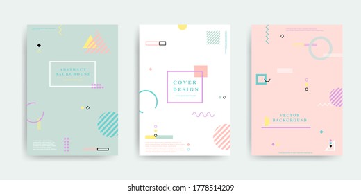 Set of abstract Colorful Memphis Art Background. 80s memphis geometric style flat and line design elements. Retro art for a4 covers, banners, flyers and posters. Vector illustration