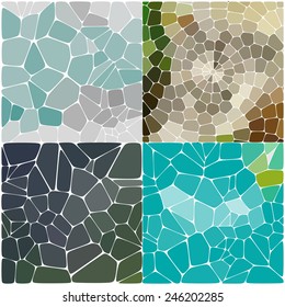 Set of abstract colorful mosaic patterns