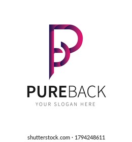 Set of Abstract Colorful P and B style creative logo , Technology and digital Symbols, Express Forward icons, Square and Circle shape for Business Company
