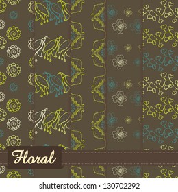 set of abstract colorful pattern on floral theme