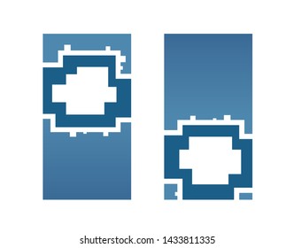 Set of abstract colorful pixel art flyers
