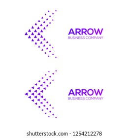 Set of Abstract Colorful Purple Arrows triangle up or Play round logo, Technology and digital, Fly and Forward, Dots and Pixel Concept Symbol and Icon Vector Design Elements for Corporate identity