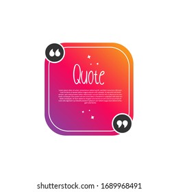 Set of abstract colorful quote text boxes vector design template. Geometric banner template in gradient styles. Modern badges, Speech bubble for promotion business.