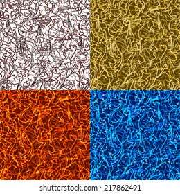 Set abstract colorful seamless backgrounds, patterns with curves. Eps10, contains transparencies. Vector