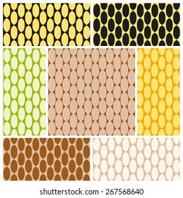 Set of abstract colorful seamless pattern of oval links in warm colors. Vector eps 10.