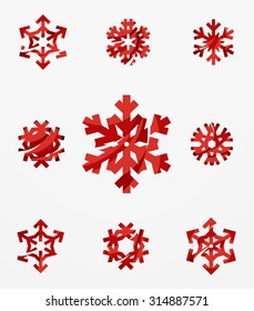 Set of abstract colorful snowflake logo icons, winter concepts, clean modern geometric design. Created with transparent abstract lines