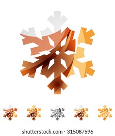 Set of abstract colorful snowflake logo icons, winter concepts, clean modern geometric design. Created with transparent abstract lines