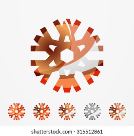 Set of abstract colorful snowflake logo icons, winter concepts, clean modern geometric design. Created with transparent abstract lines